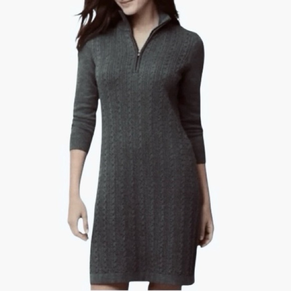 Tommy Bahama Pickford Cable Half-Zip dark Gray Soft Cotton Blend midi Dress Sz M